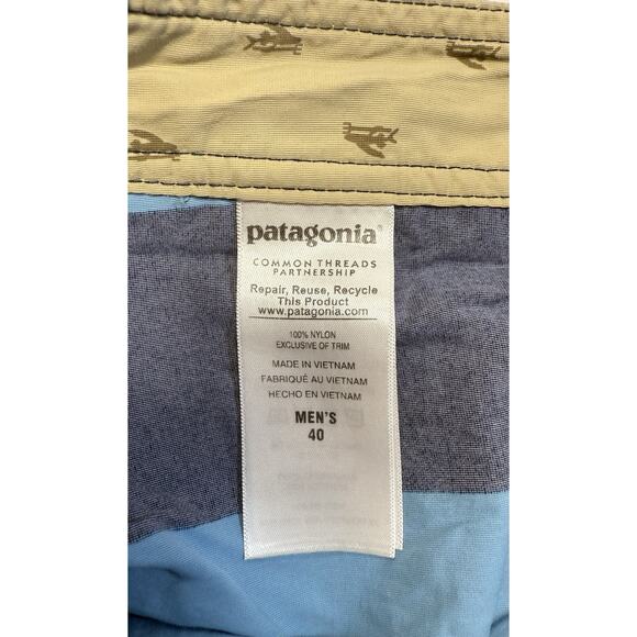 Patagonia Printed Wavefarer Board Shorts Men's Size 40 Pocket's Unlined Stripe - Picture 4 of 9